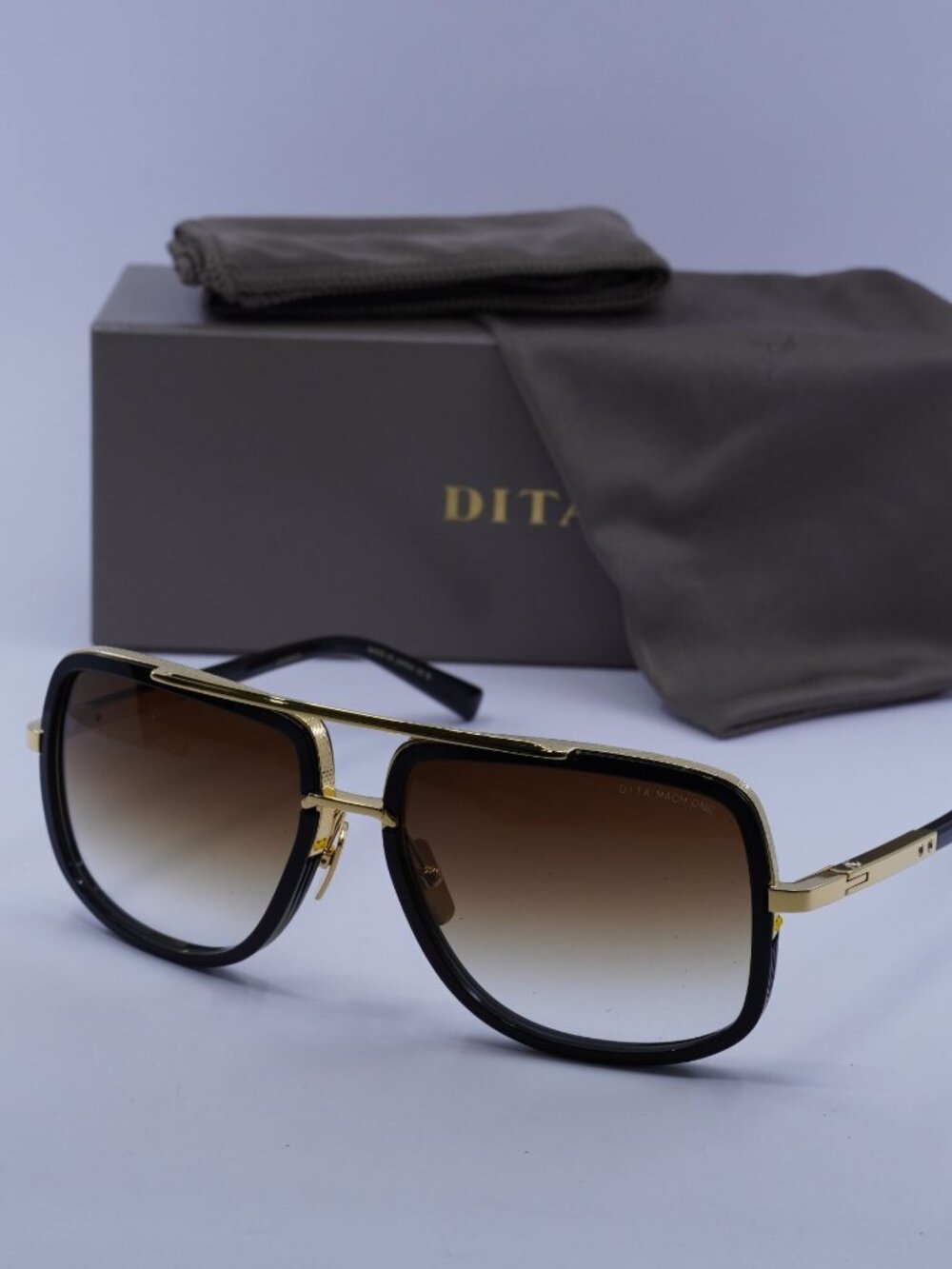 Dita MACH-ONE DRX-2030B-G Aviator Sunglasses - Black / Brown